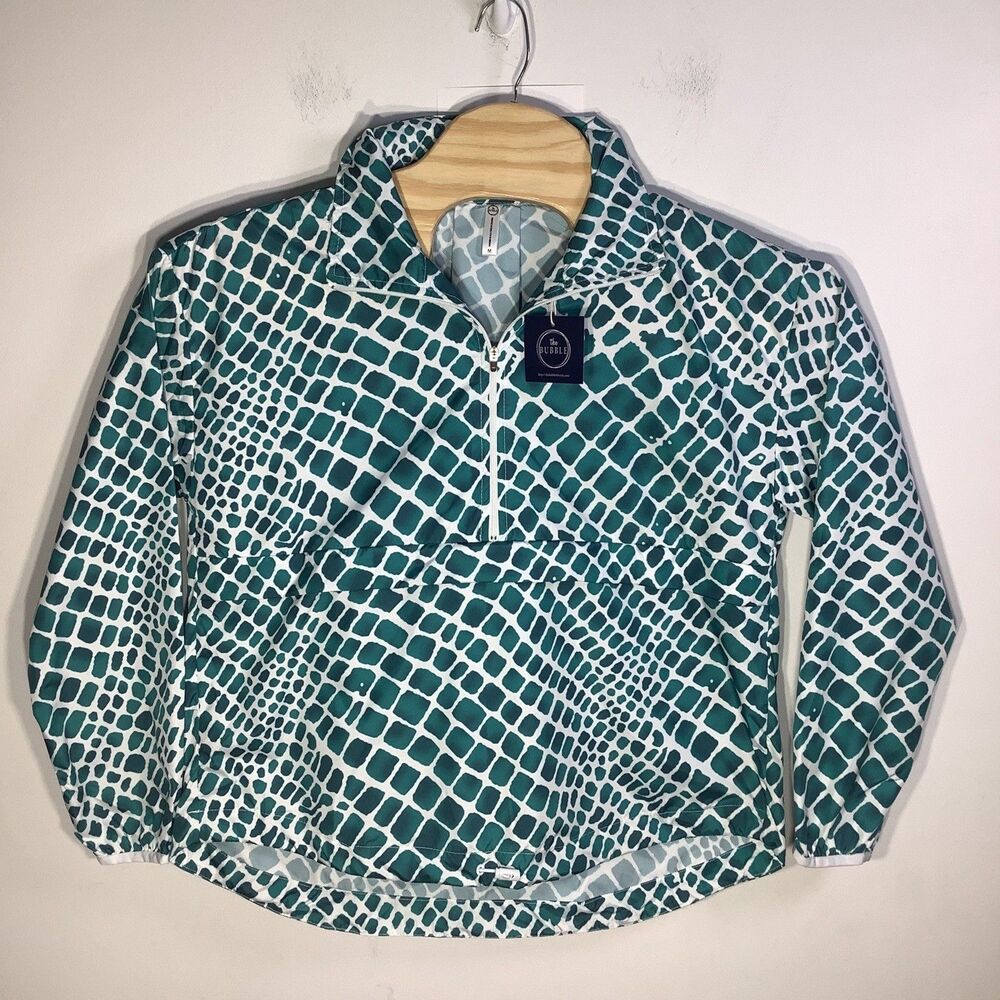 The Bubble Womens Poncho Lefty Hooded Jacket Green Size Medium NWT